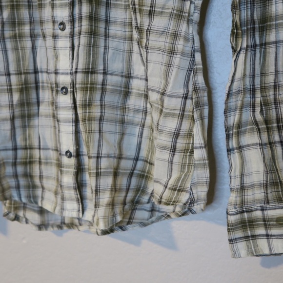 Free People Plaid Saddle Up Button Down Shirt Boho Country Lightweight Lace - Picture 3 of 7